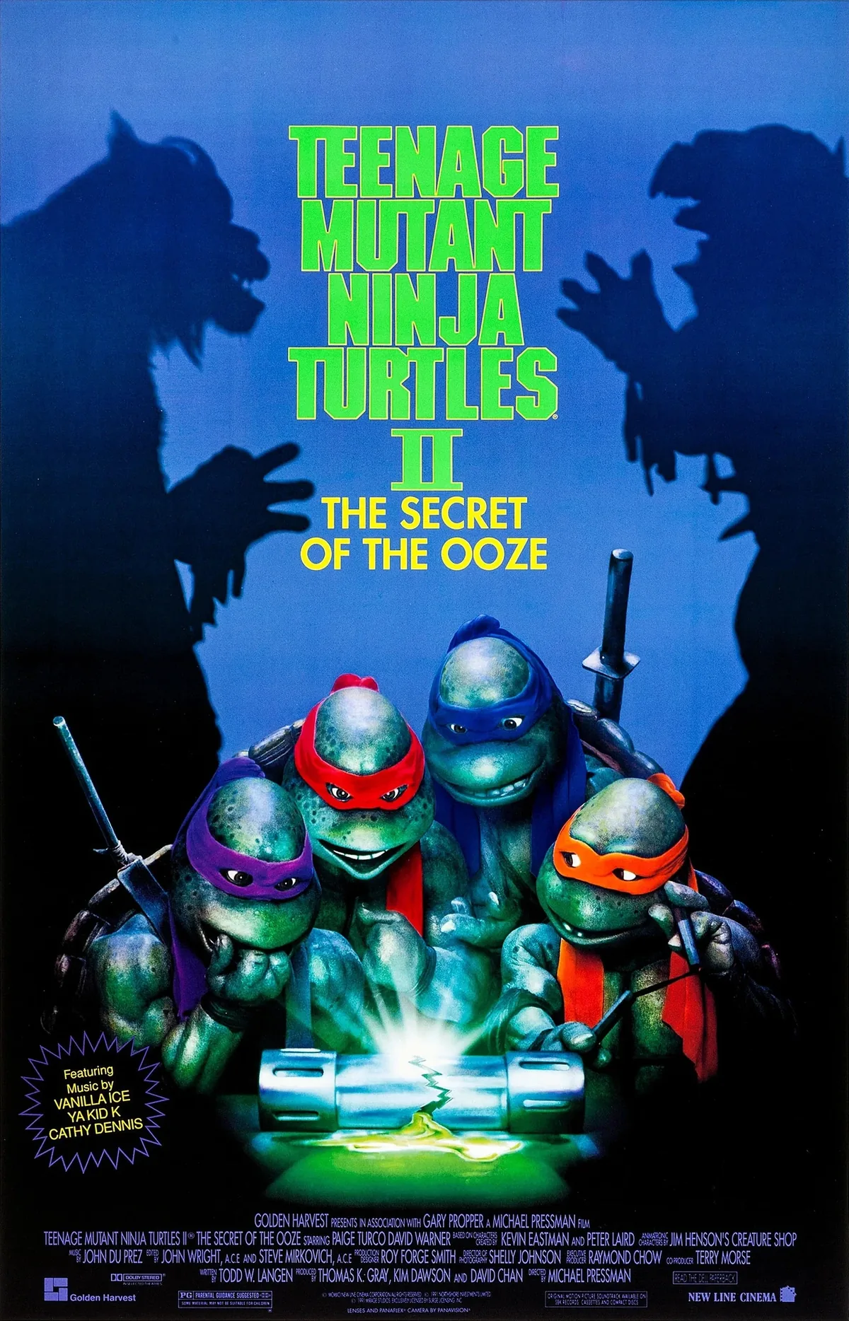 1991 yapımı Ninja Kaplumbağalar II: The Secret of the Ooze filminin resmi afişi