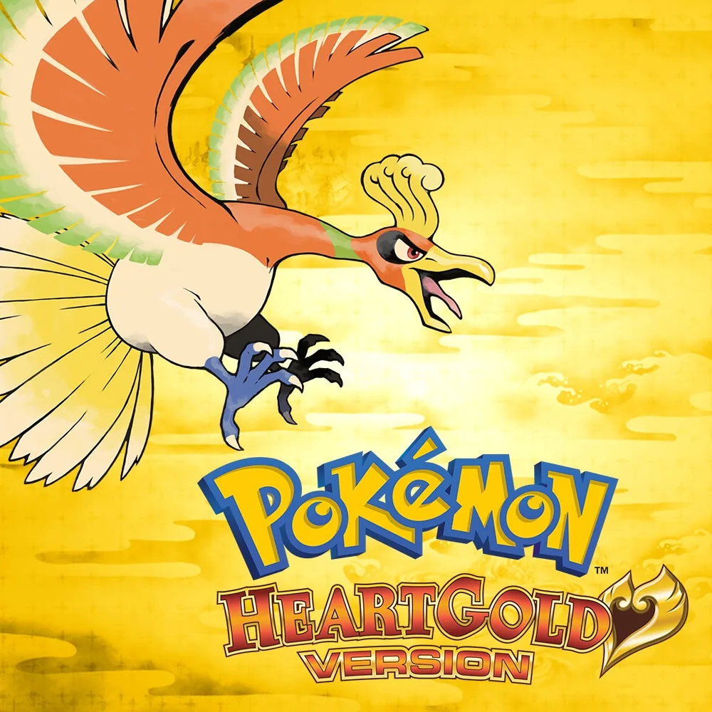 Pokémon HeartGold oyununun resmi kutu kapağı, efsanevi Ho-Oh görseliyle