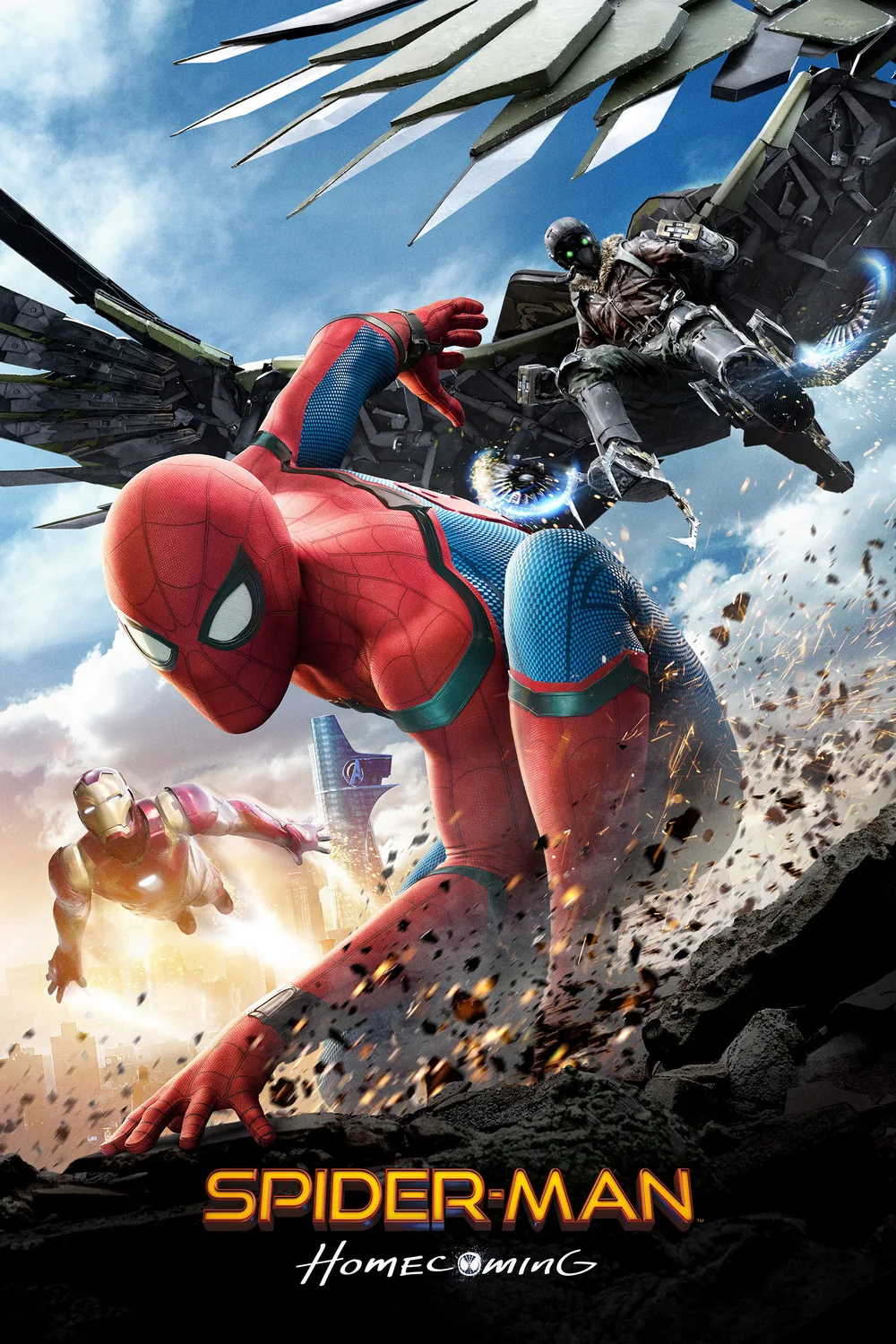 Spider-Man: Homecoming (2017) filminin resmi afişi — Tom Holland'ın Örümcek Adam'ı Michael Keaton'ın Akbaba'sına karşı